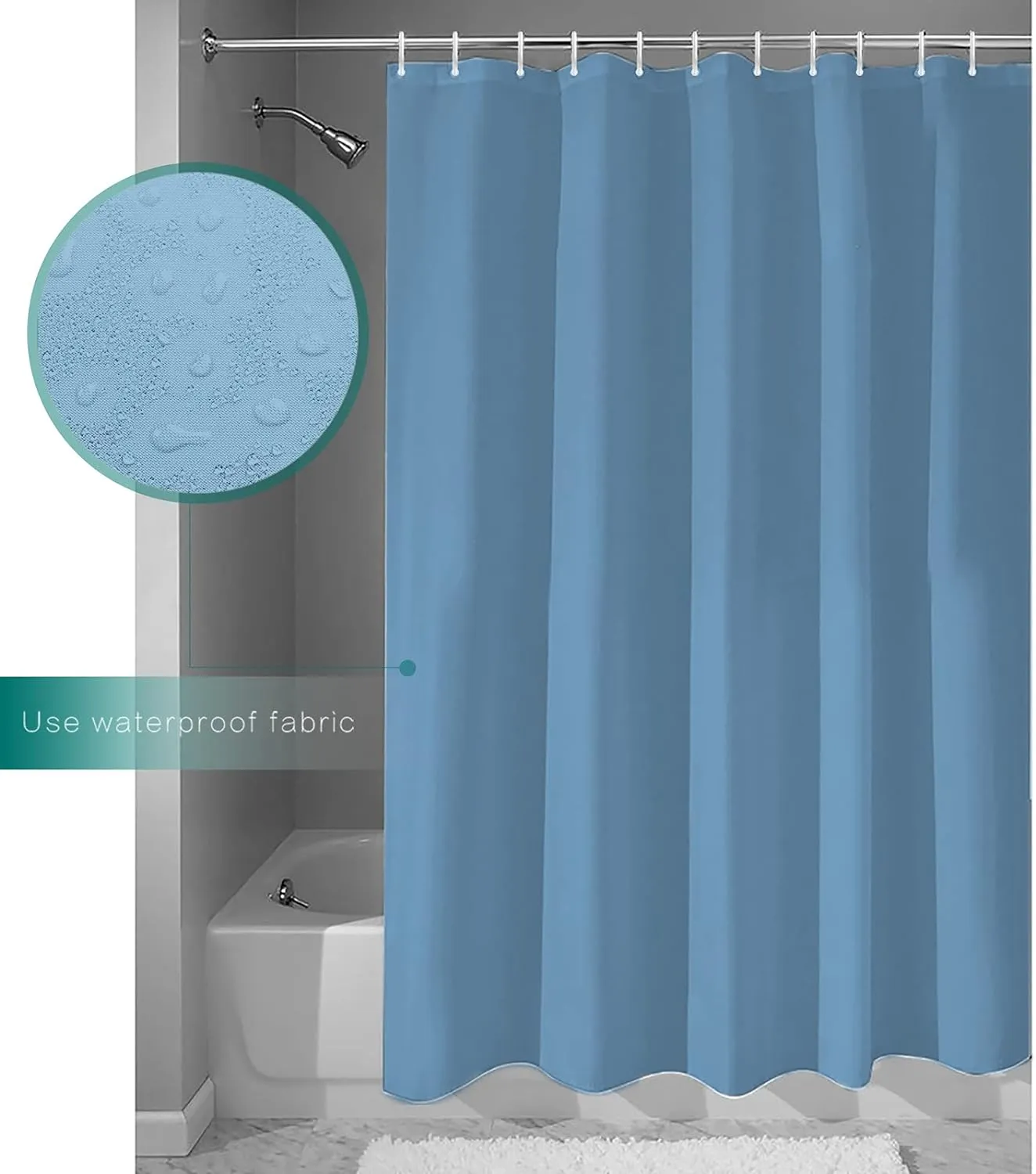 1 PC Waterproof Shower Curtain-Blue