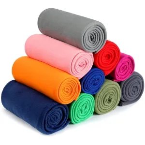 10 Pack Fleece Throw Blanket 50 X 60 Inch Travel Blanket, Solid Colors Fleece