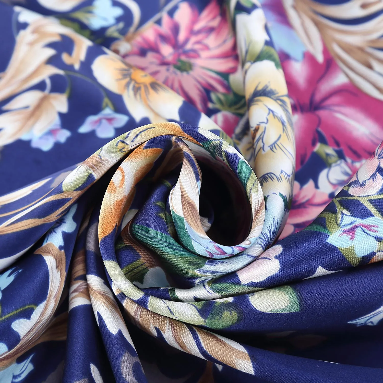 100% Silk Pillowcase Navy Color Floral Print PC25