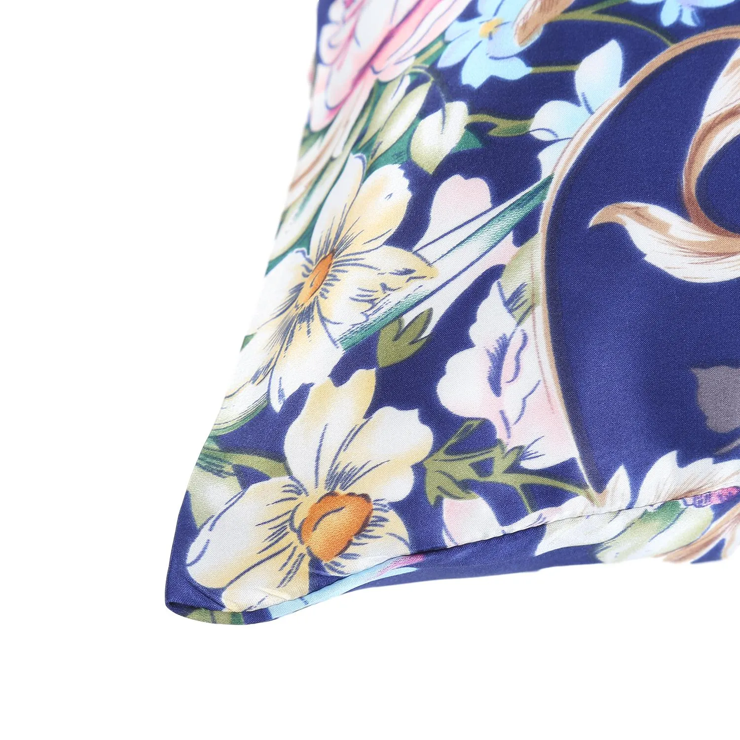 100% Silk Pillowcase Navy Color Floral Print PC25