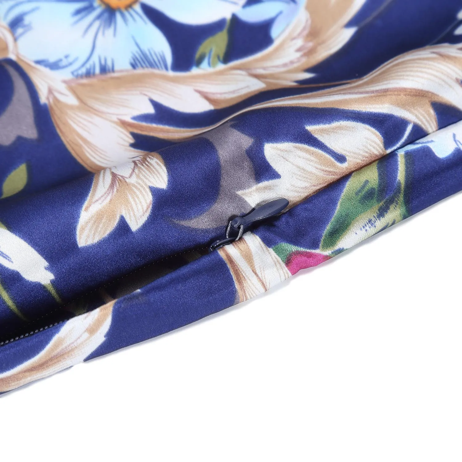 100% Silk Pillowcase Navy Color Floral Print PC25