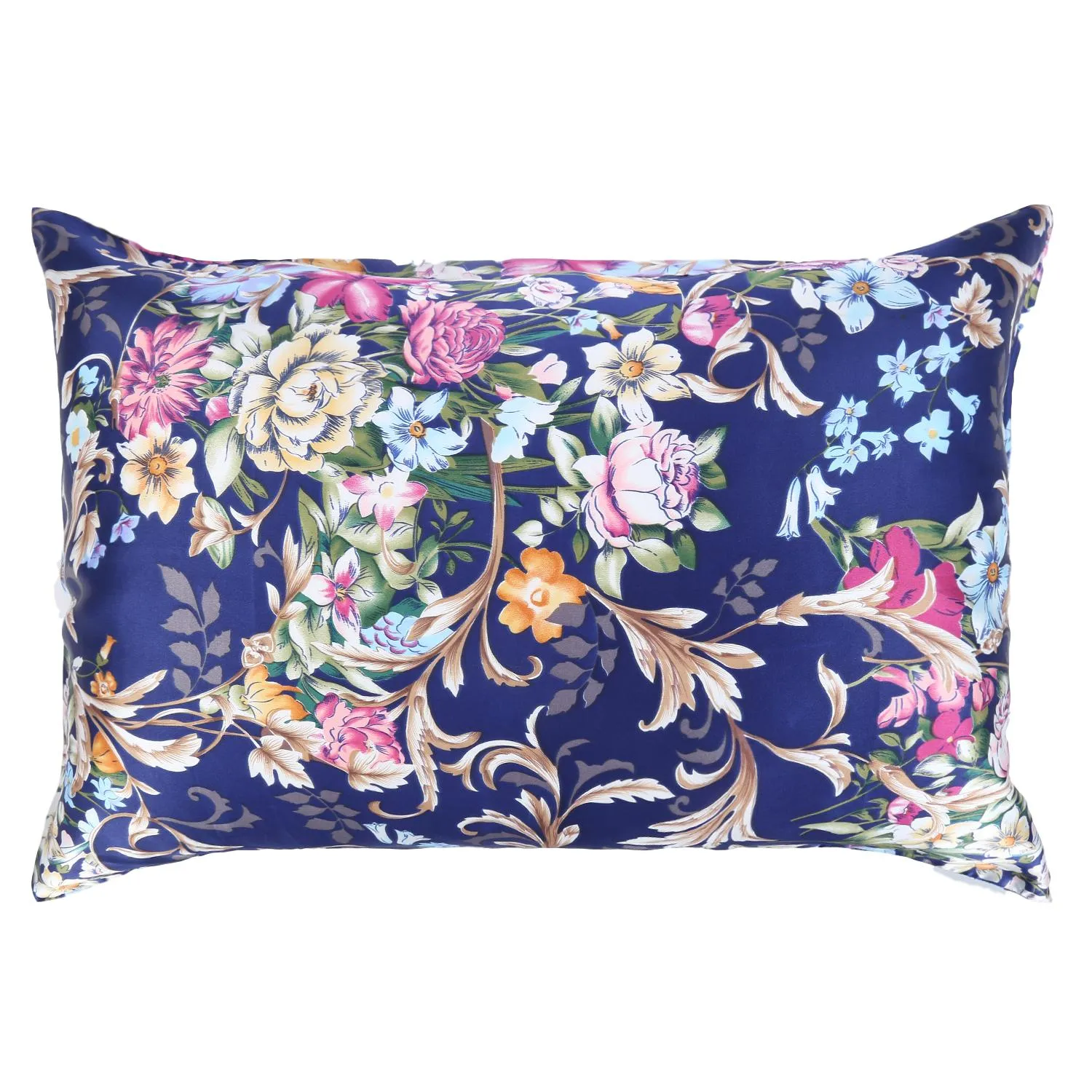 100% Silk Pillowcase Navy Color Floral Print PC25