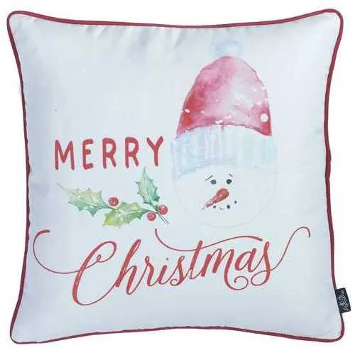 18"x18" Merry Christmas Printed Decorative Throw Pillow Cover