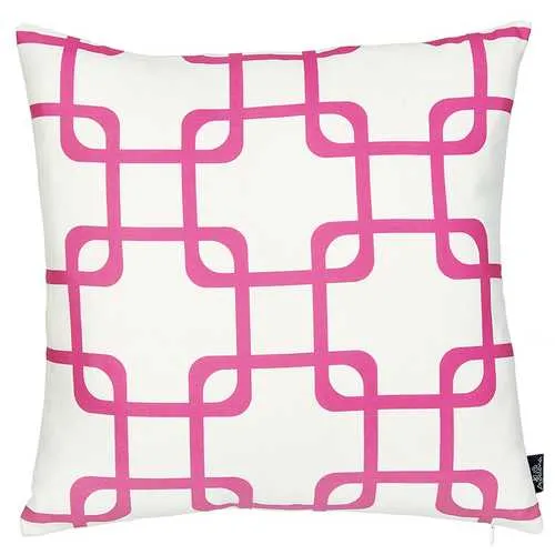 18"x18" Pink Geometric Squares Decorative Throw Pillow Cover