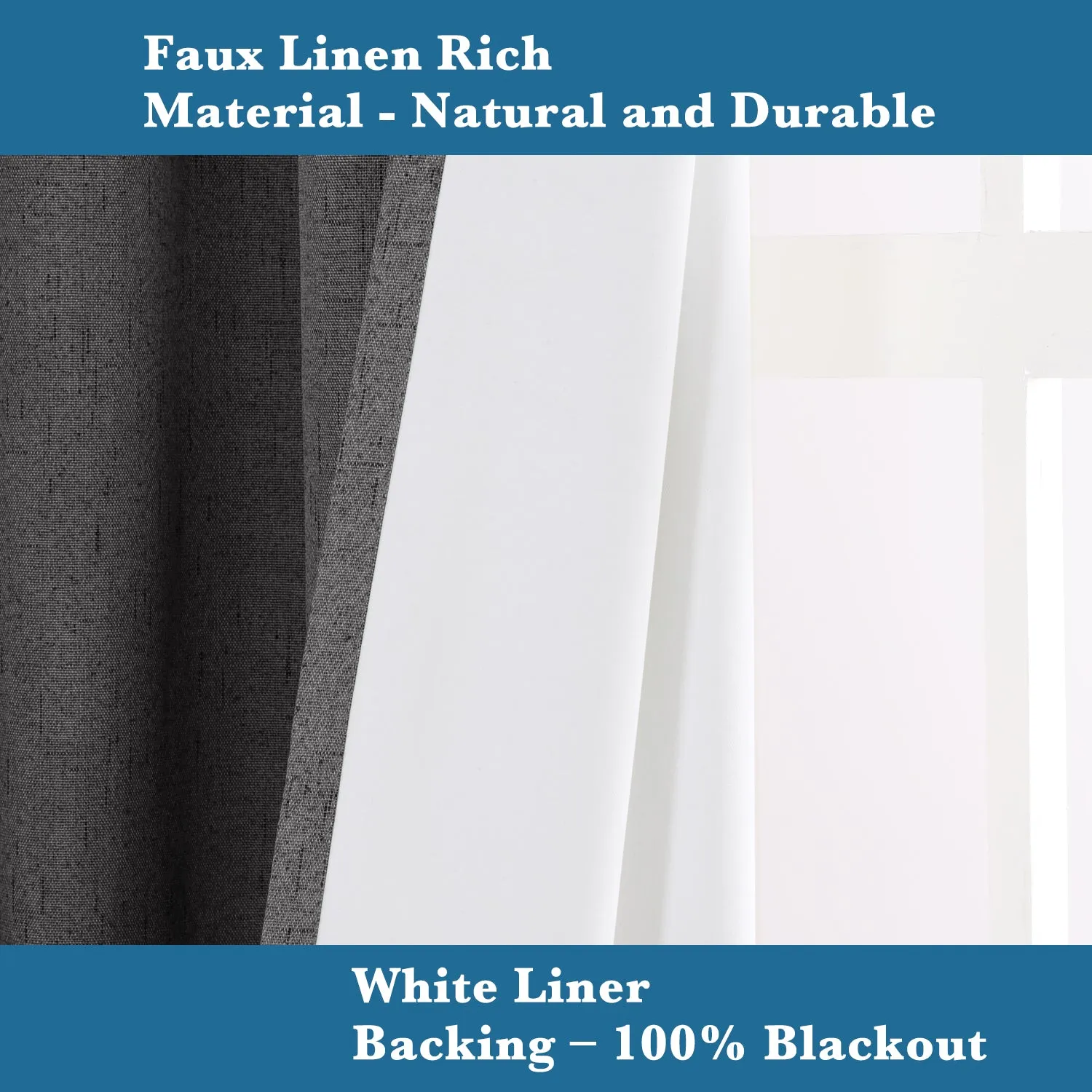 1x Extra Wider 100% Blackout Curtain for Bedroom Linen Textured Blockout Curtain