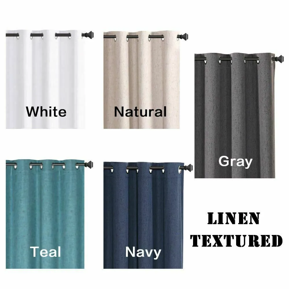 1x Extra Wider 100% Blackout Curtain for Bedroom Linen Textured Blockout Curtain