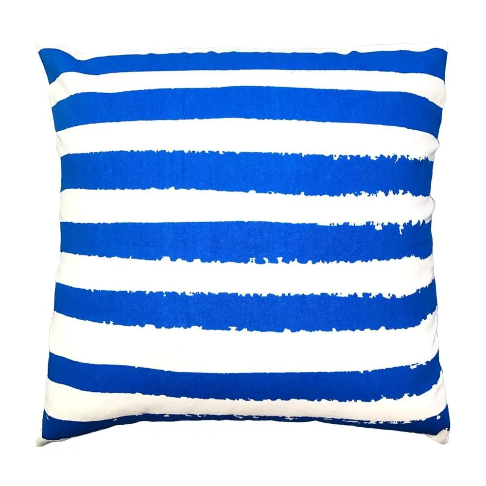 20 x 20 Square Cotton Accent Throw Pillows, Screen Printed Stripes, Set of 2, Blue, White  By The Urban Port