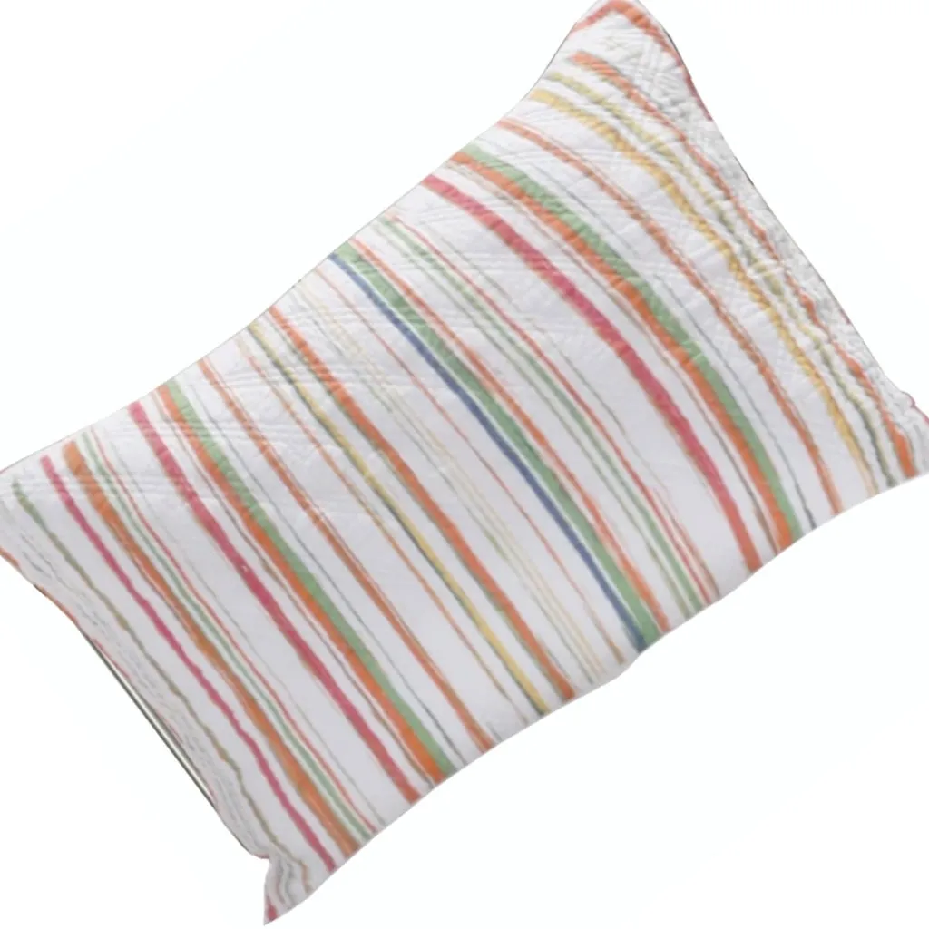 20 x 36 Cotton King Pillow Sham, Striped Pattern, Multicolor By Casagear Home