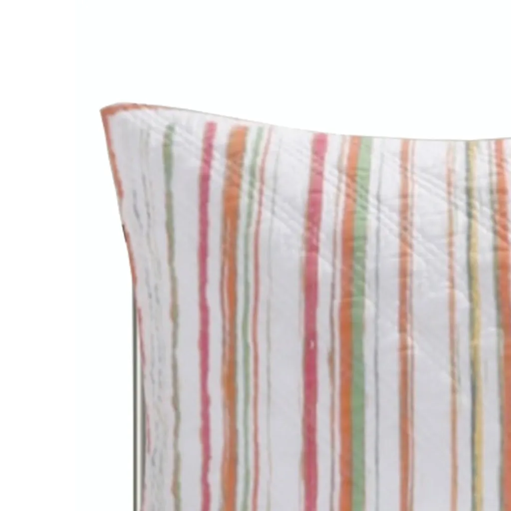 20 x 36 Cotton King Pillow Sham, Striped Pattern, Multicolor By Casagear Home