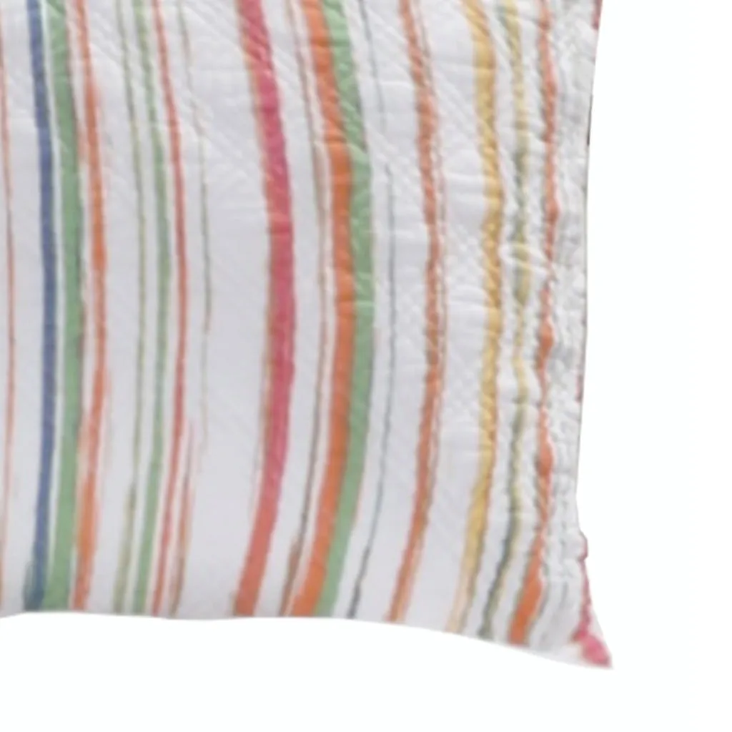 20 x 36 Cotton King Pillow Sham, Striped Pattern, Multicolor By Casagear Home