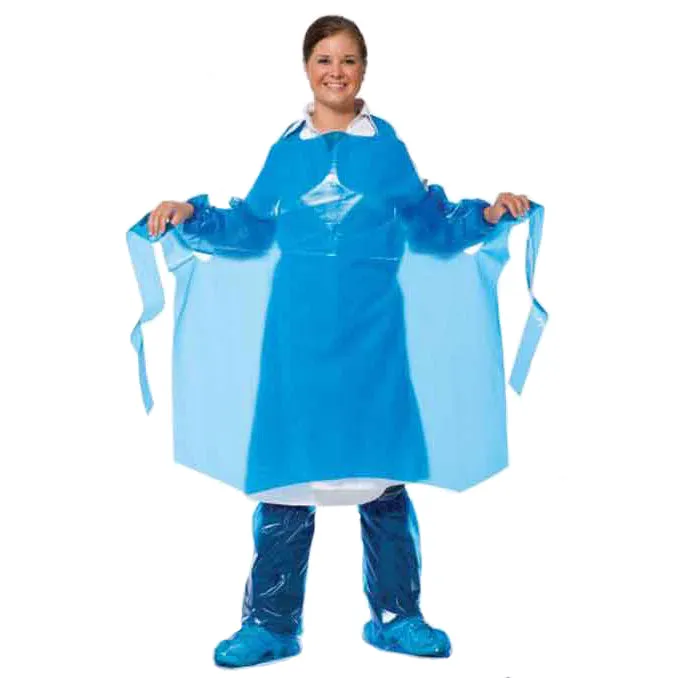 35" x 45" VR Die Cut 4mil Aprons, Blue (100/cs)