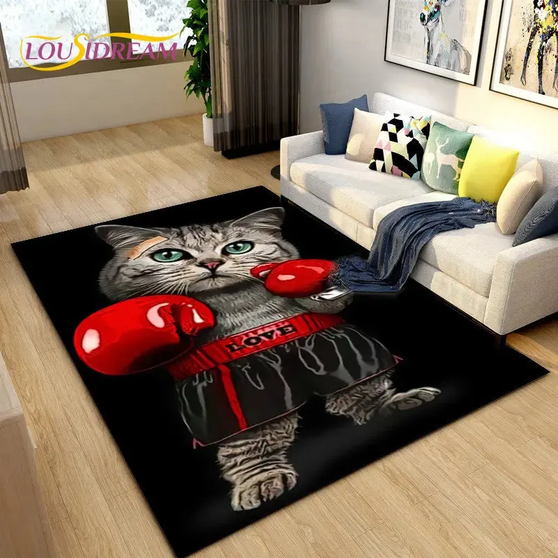 3D Cartoon Cat Moon Area Living Room Rug