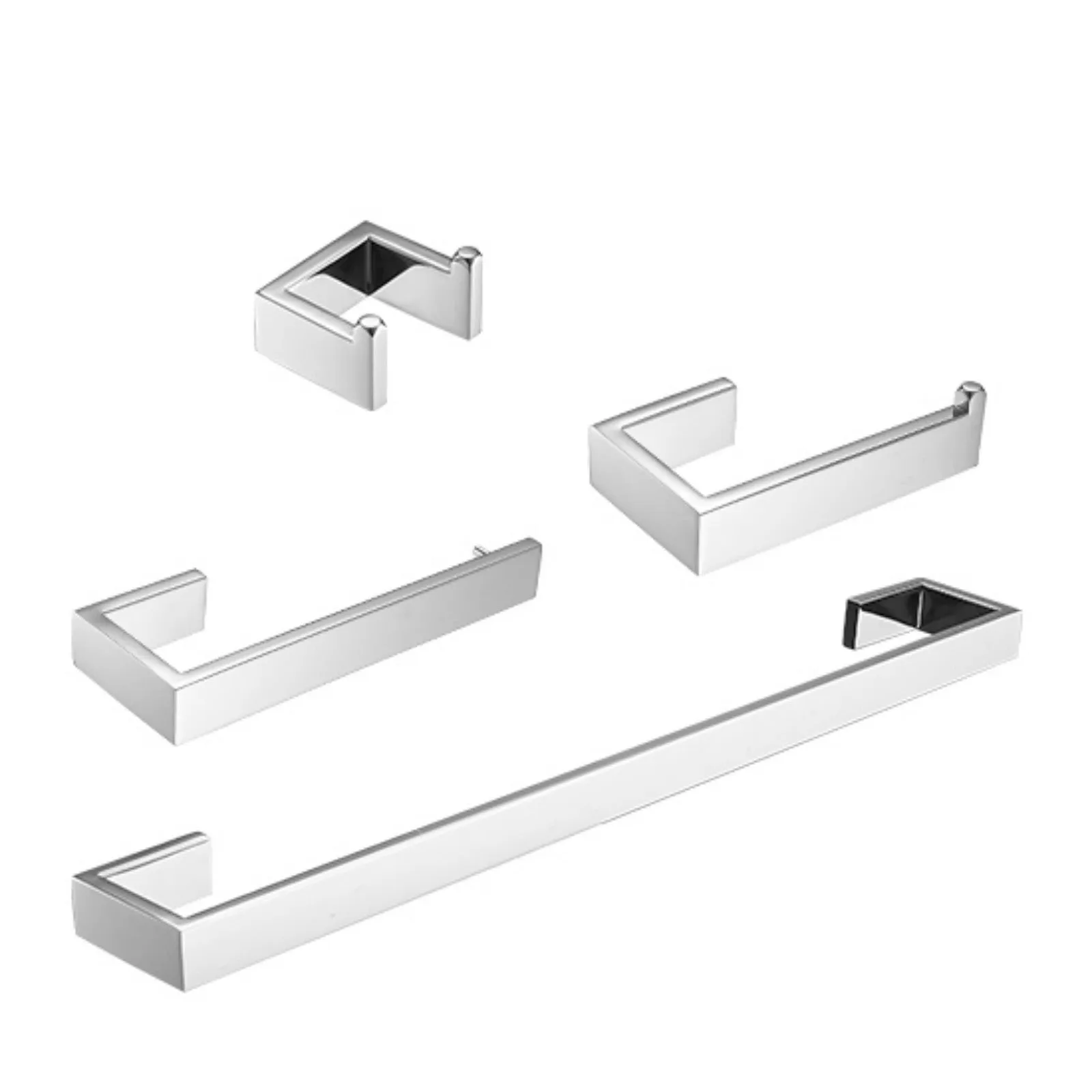 4-Piece Bathroom Hardware Set with 24-Inch Adjustable Towel Rack