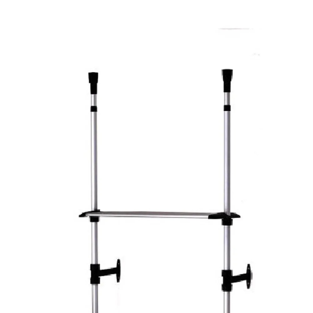 4 Tier Telescopic Metal Frame Clothes Rack, Silver and Black By Casagear Home