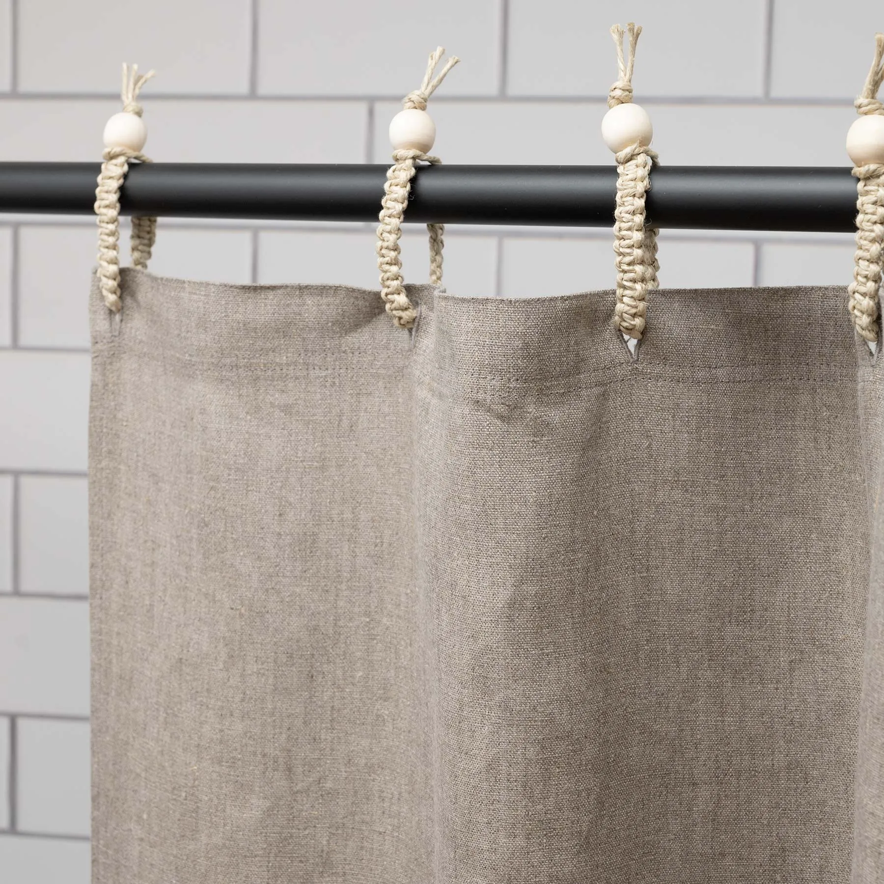 73x72 100% Organic Linen Shower Curtain / Draperies (Full Size) (No Vinyl, No PVC, No Plastic) (100% Biodegradable) (HALSTED)