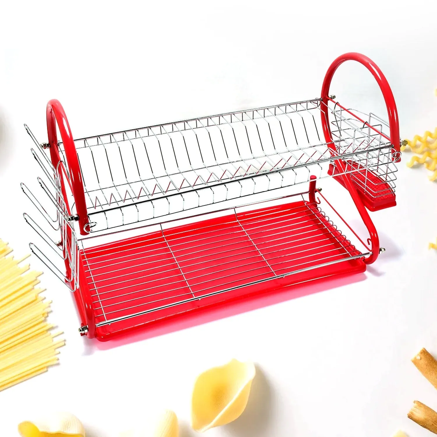 7664 Stainless Steel Rectangle Dish Drainer Rack  /  Basket with Drip Tray