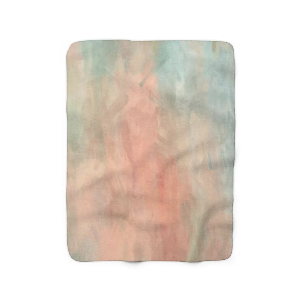 Abstract Comfy Blanket | Salmon Pink Green