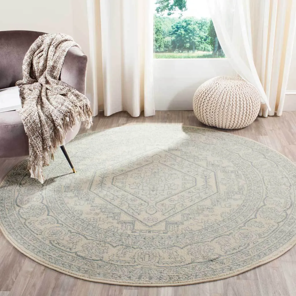 Adirondack Antique Ivory/Slate Round Rug