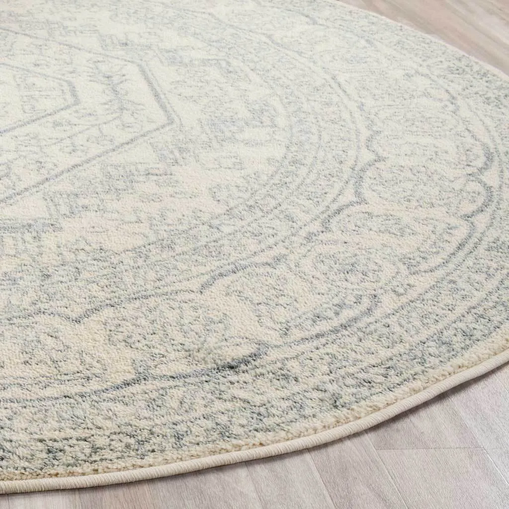 Adirondack Antique Ivory/Slate Round Rug