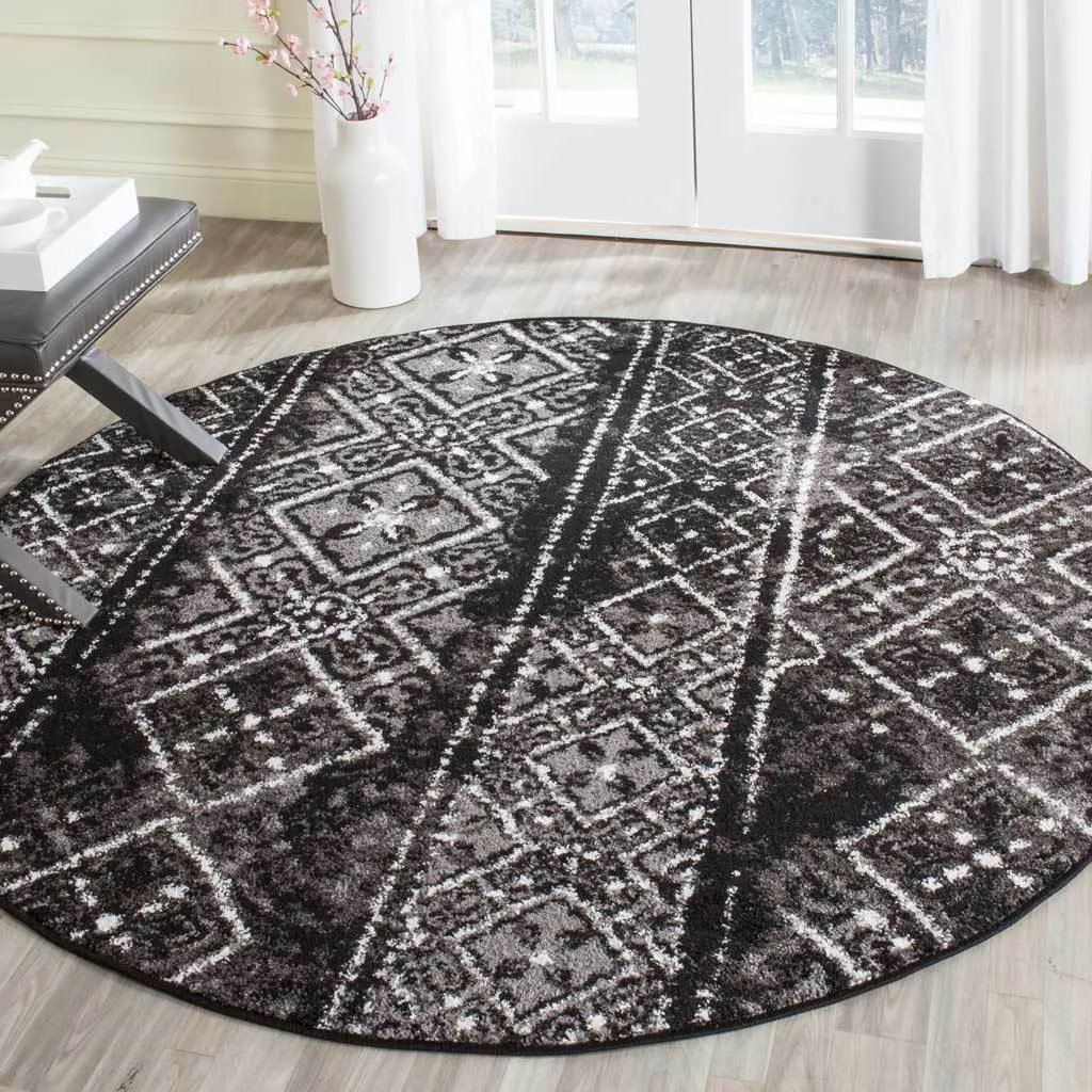 Adirondack Tradition Black/Silver Round Rug