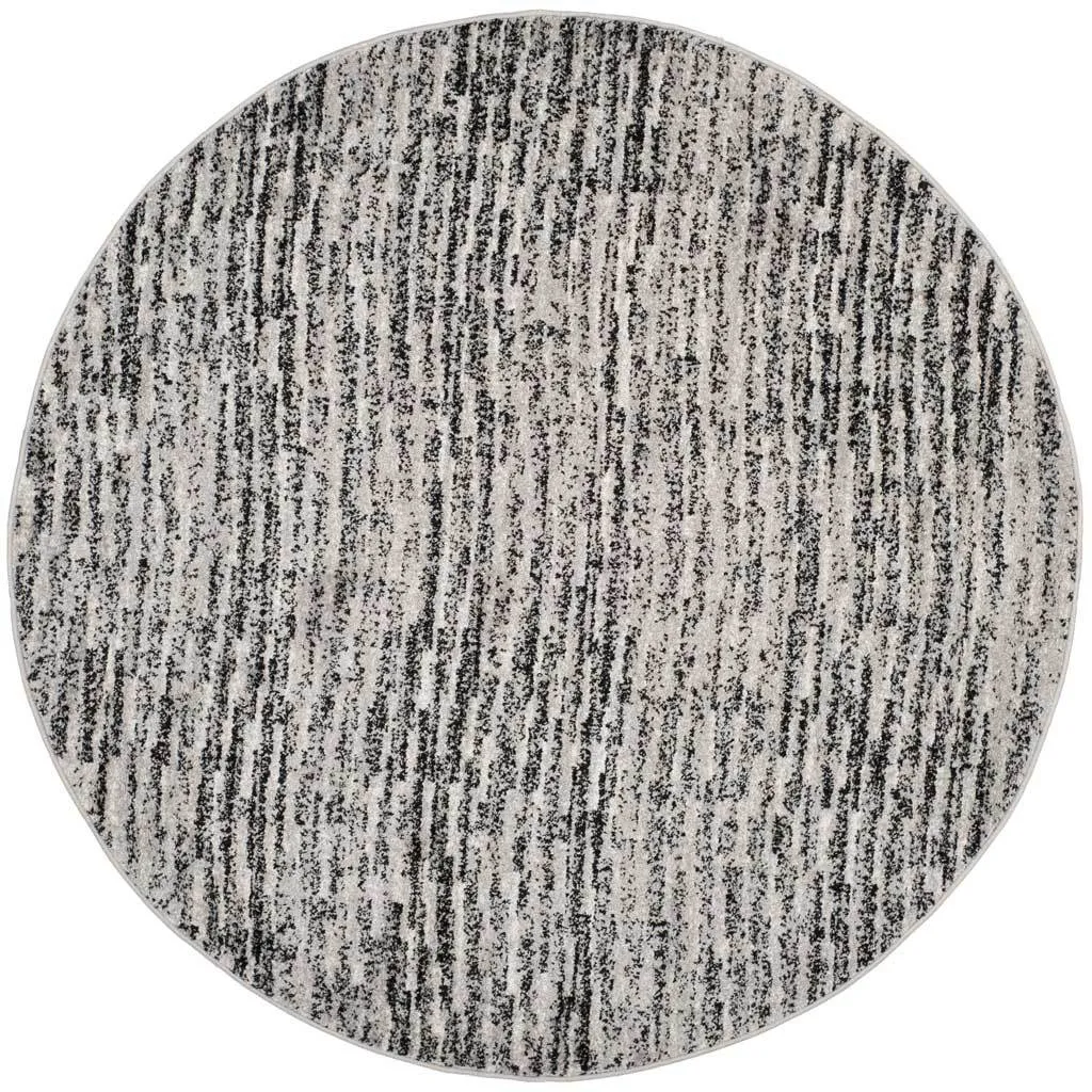 Adirondack Wave Black/Silver Round Rug