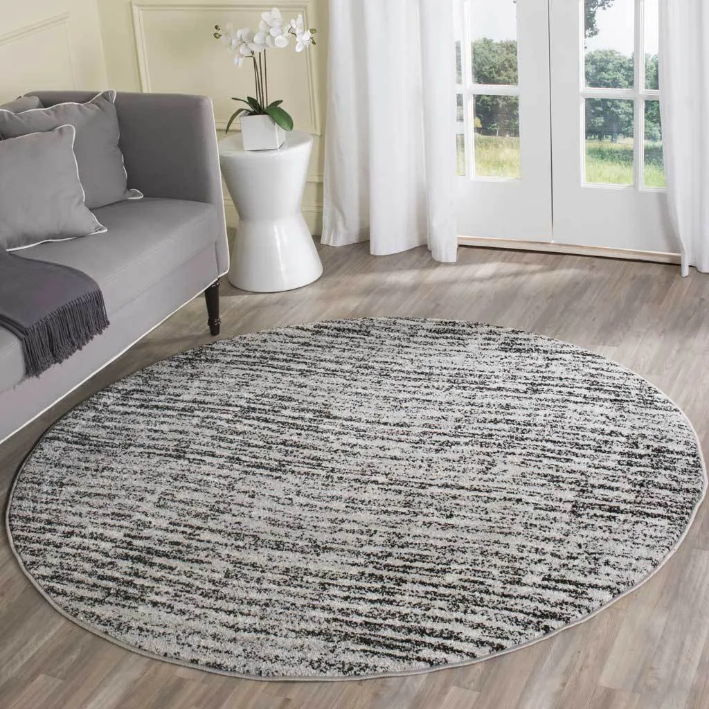 Adirondack Wave Black/Silver Round Rug