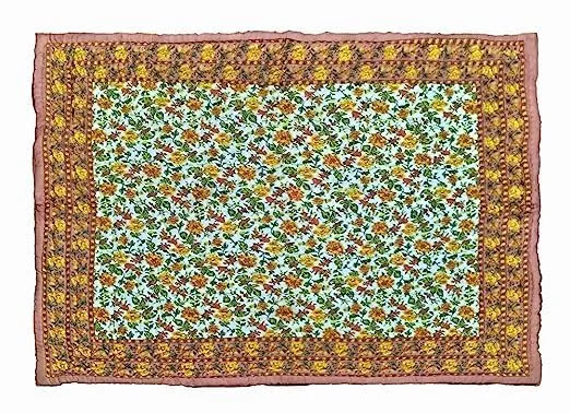 AKARSHAK Craft 240 TC Double Bed Organic Cotton Jaipuri Razai Bed Blanket Ac Quilt for Winter Soft Light Weight Rajasthani Traditional Rajai Cotton Comforter (Mugal razai_, Single Bad)