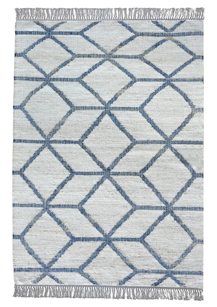 Ananda Modern Blue and White Rug