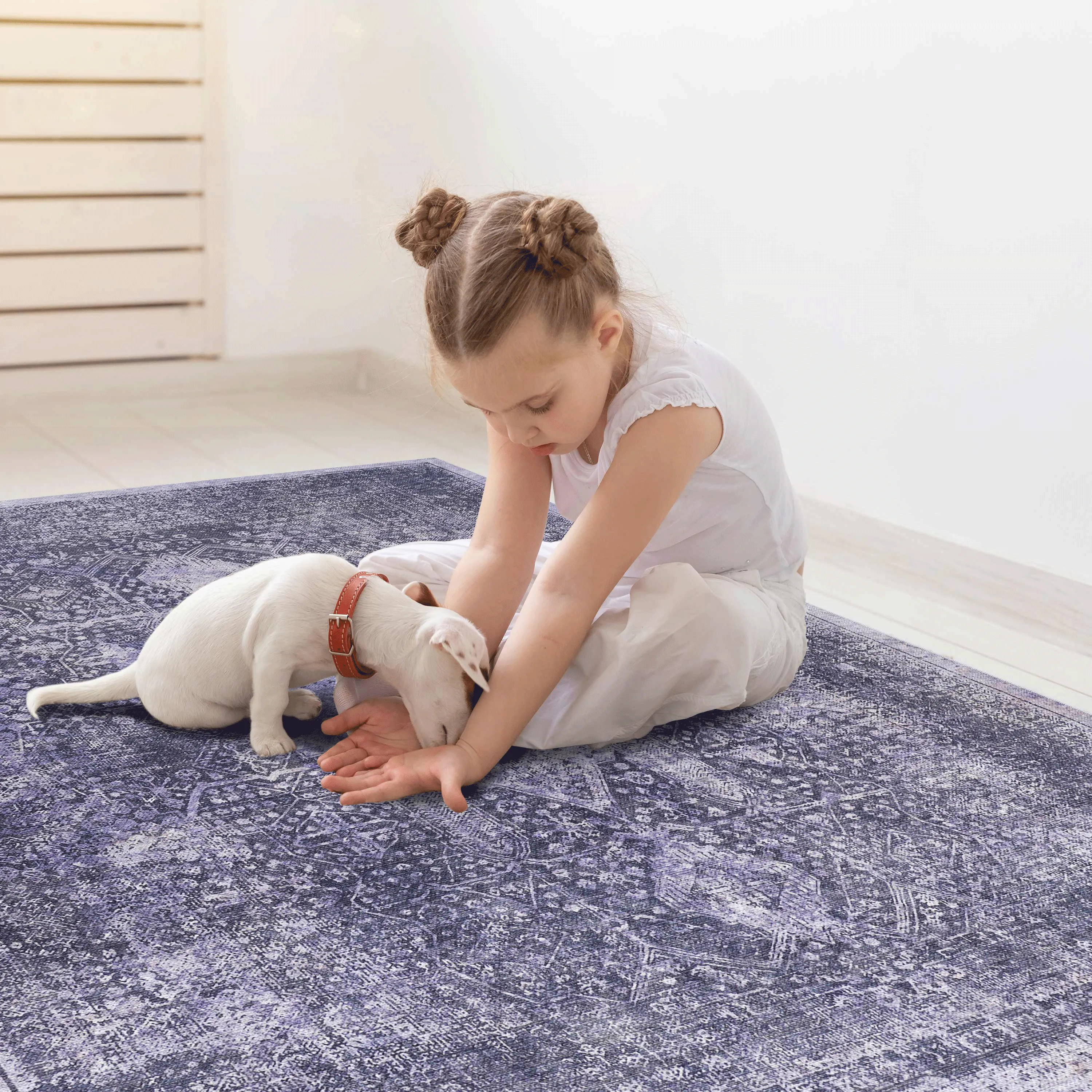 Area Rug 4x6, Washable Rug, Low-Pile, Non-Slip, Non-Shedding, Foldable, Kid & Pet Friendly - Area Rugs for living room, bedroom, kitchen, dining room rug - Perfect Gifts, (Anthracite, 4' x 6')