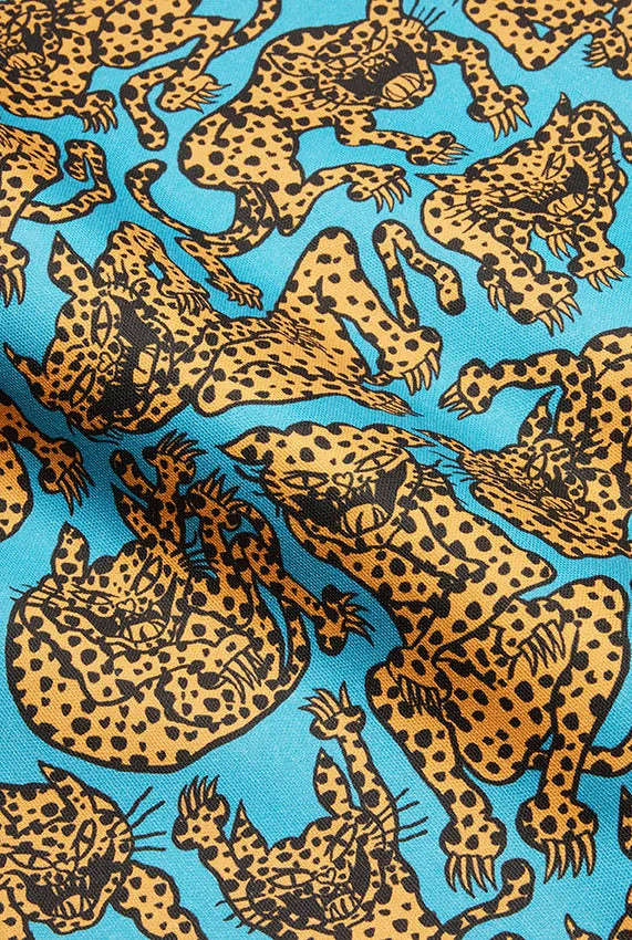 Artist Cotton Shower Curtain "Crazy Leopards" by Jody Barton