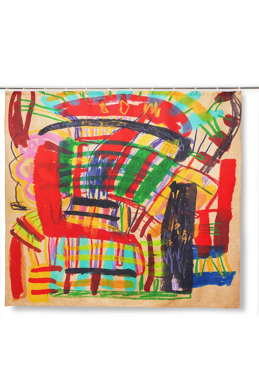 Artist Cotton Shower Curtain "Ribbon Dance" by Arthur Ristor