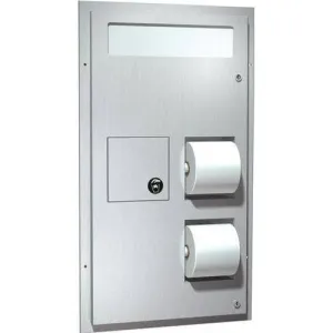 ASI 0483 Commercial Toilet Seat Cover and Toilet Paper Dispenser w/ Collar, Surface-Mounted, Stainless Steel