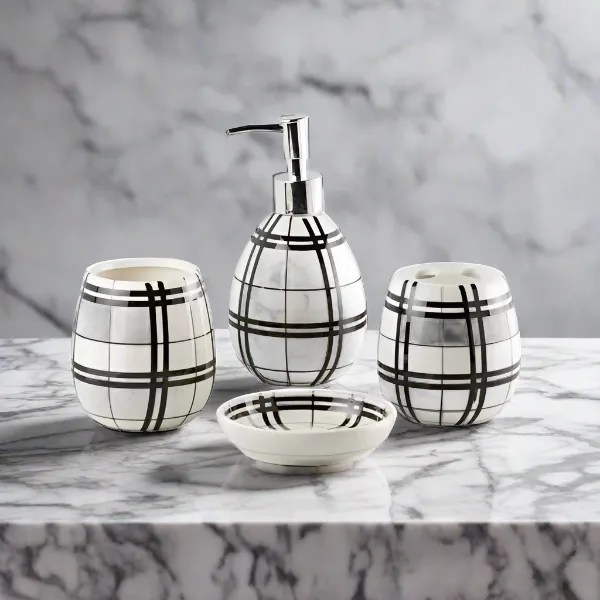 Bath Set Black & White 4pcs