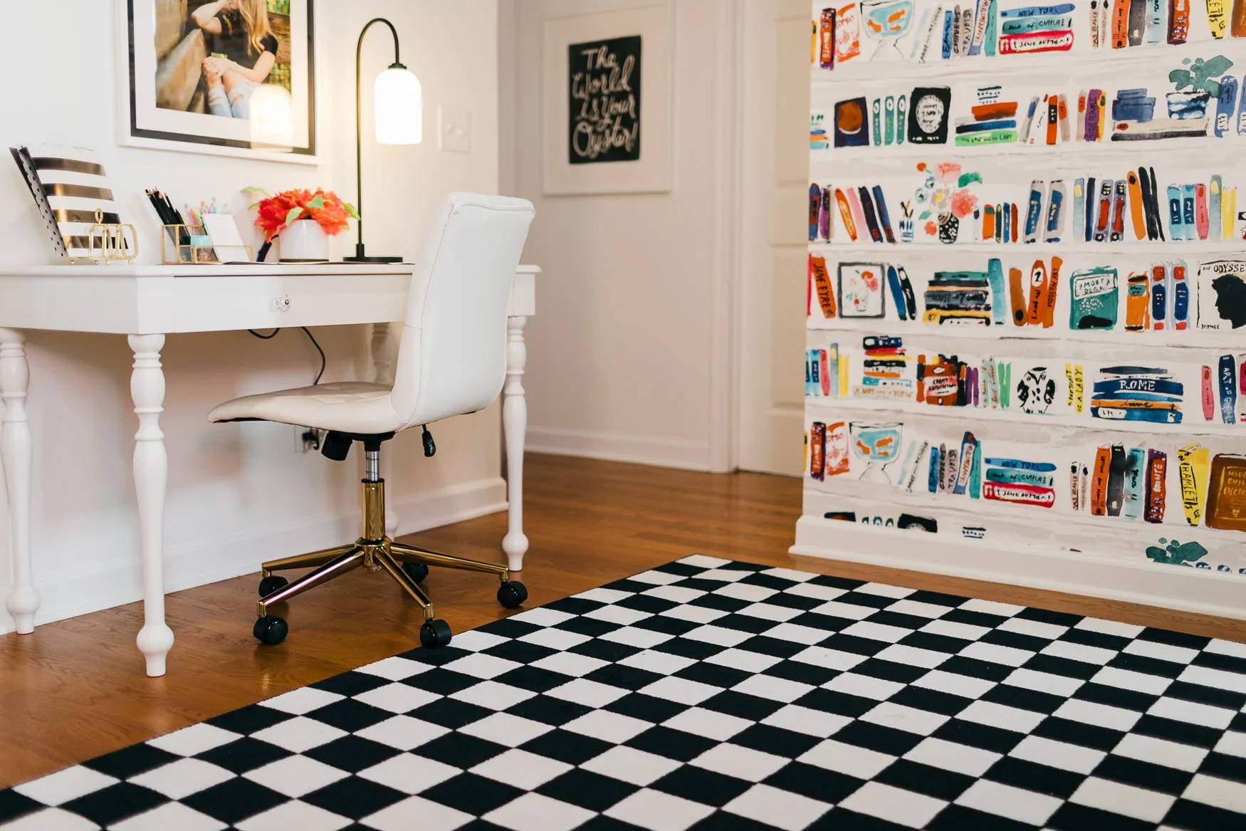 Black and White Checkerboard Rug | Neutral Classroom Rug | Retro Hopscotch | Schoolgirl Style