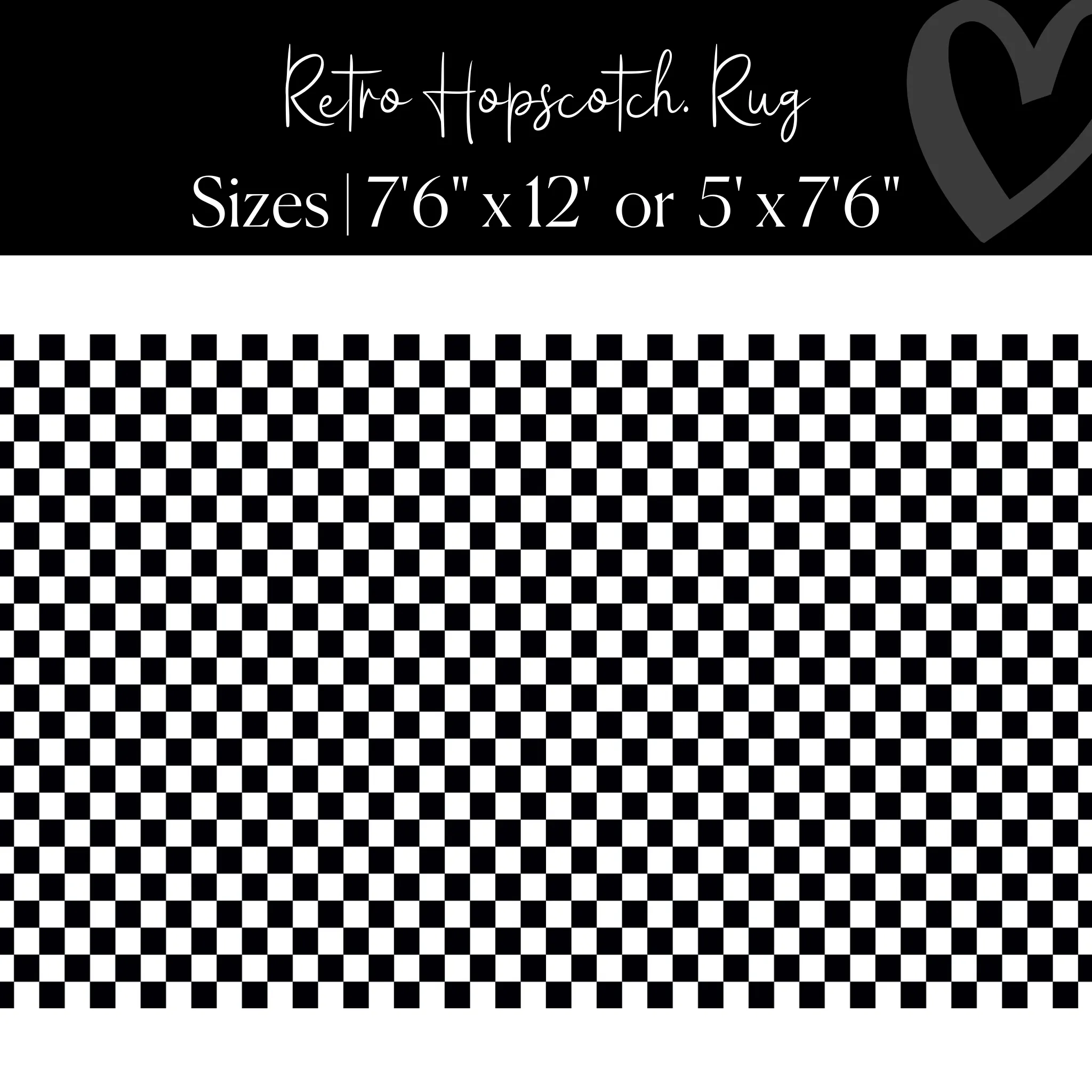 Black and White Checkerboard Rug | Neutral Classroom Rug | Retro Hopscotch | Schoolgirl Style