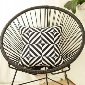 Black and White Geometric Diagram Decorative Throw Pillow Cover