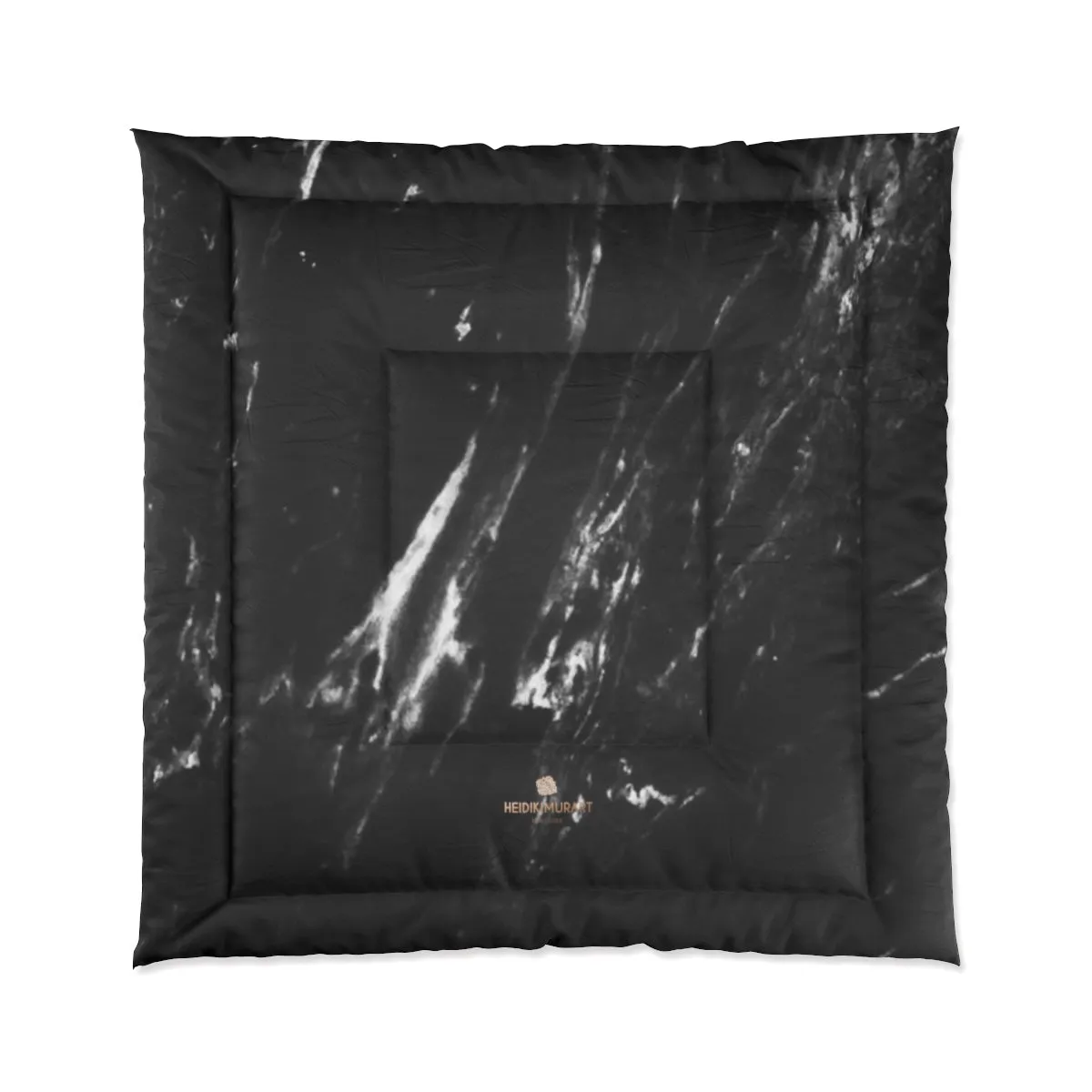 Black Marble Print Comforter, Luxury Best Comforter For King/Queen/Full/Twin Size Bed