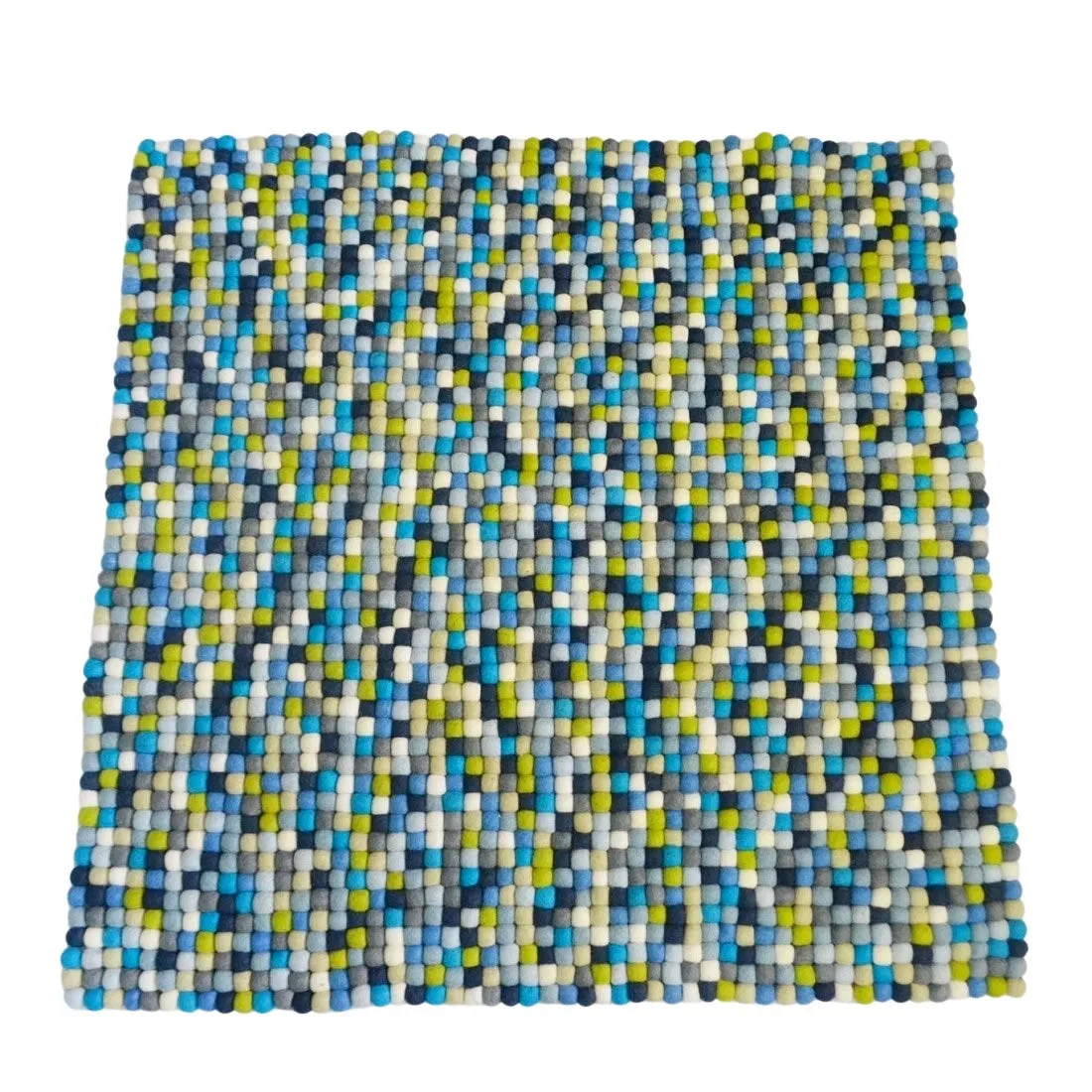 Blue & Green Felt Ball Rug