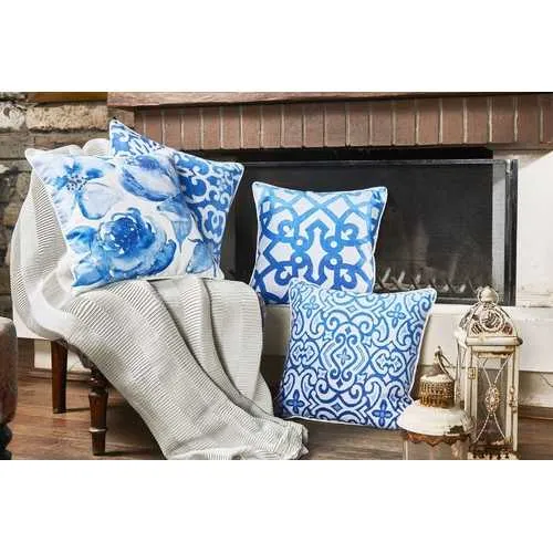 Blue Trellis Decorative Throw Pillow Cover Printed