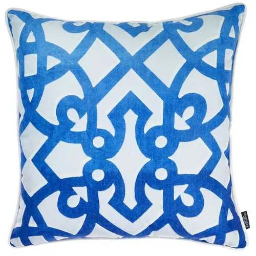 Blue Trellis Decorative Throw Pillow Cover Printed