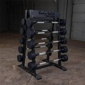 Body Solid Fixed Barbell Set With SBBR100 Rack