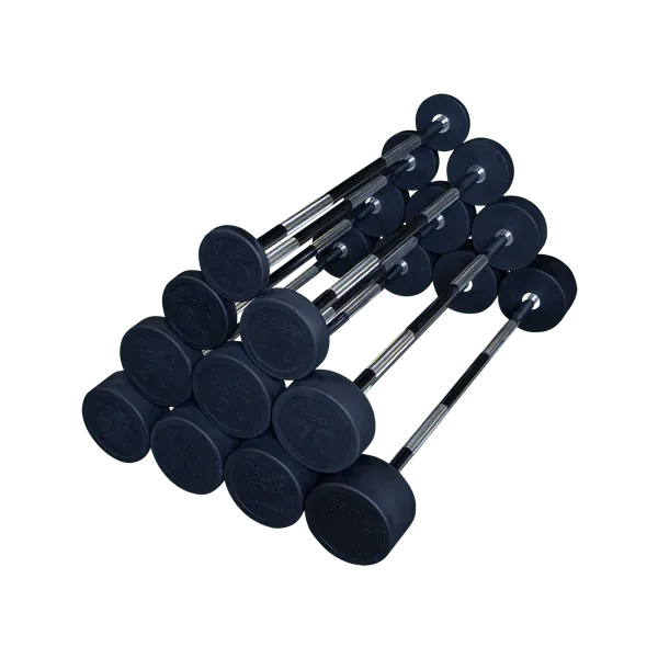 Body Solid Fixed Barbell Set With SBBR100 Rack