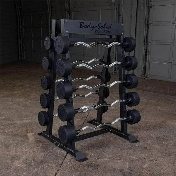 Body Solid Fixed Barbell Set With SBBR100 Rack