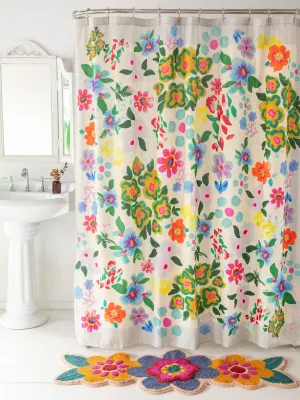 Boho Shower Curtain - Dusty Blue Floral