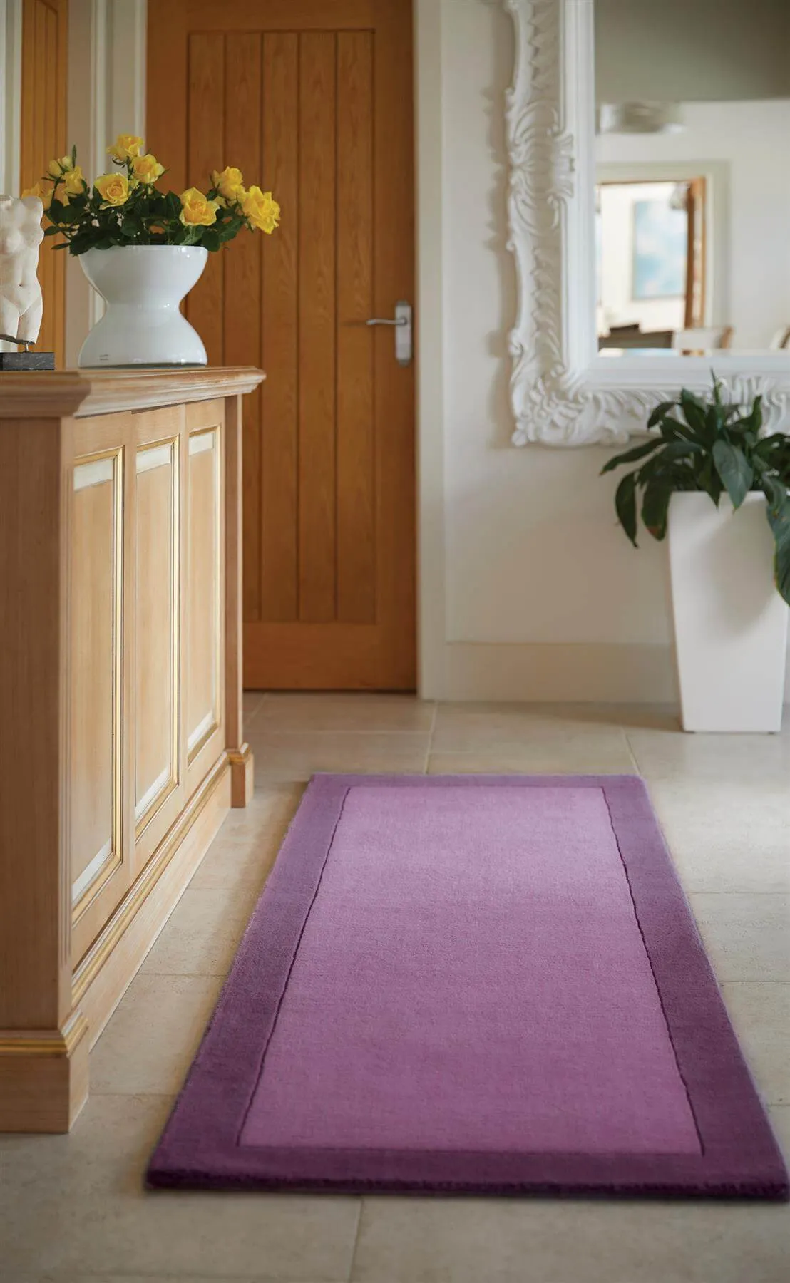 Bordered Mauve Wool Rug