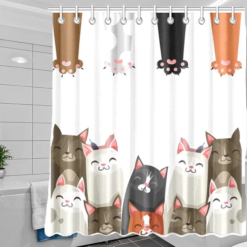 Cat Shower Curtain - Colorful Clowder