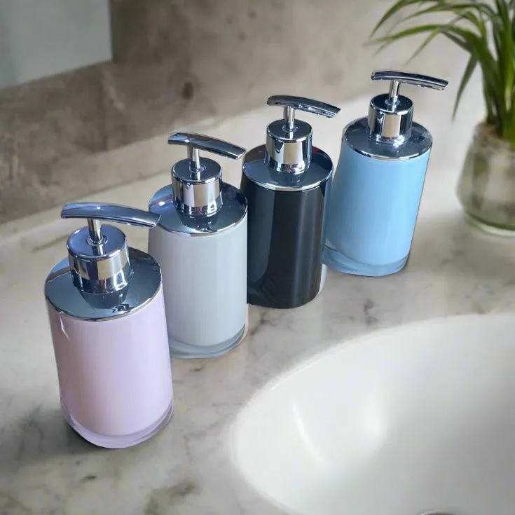 Chrome Plated Glossy Soap & Lotion Dispensers In Cream, Pink, Sky Blue & Black (1 PC)-By-APT