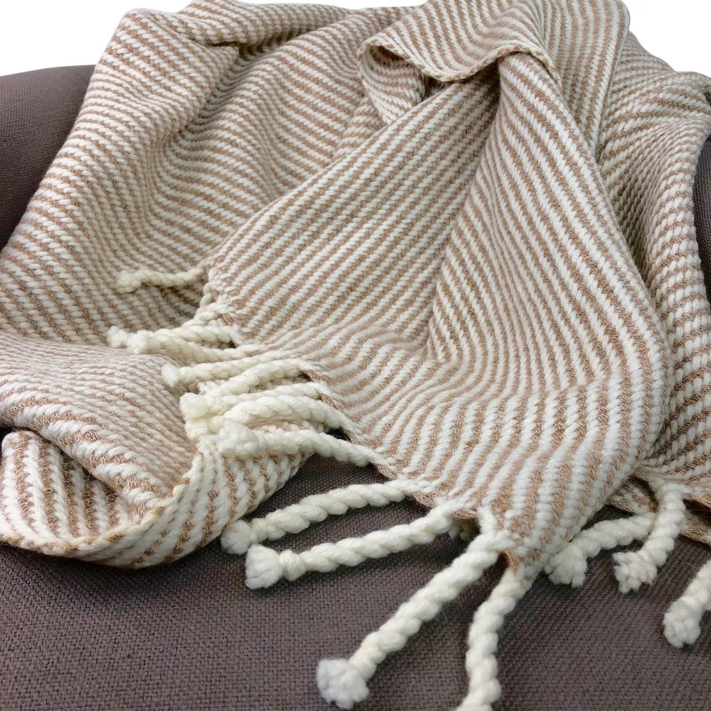 Chunky Camel Stripe Alpaca Throw by SLATE   SALT