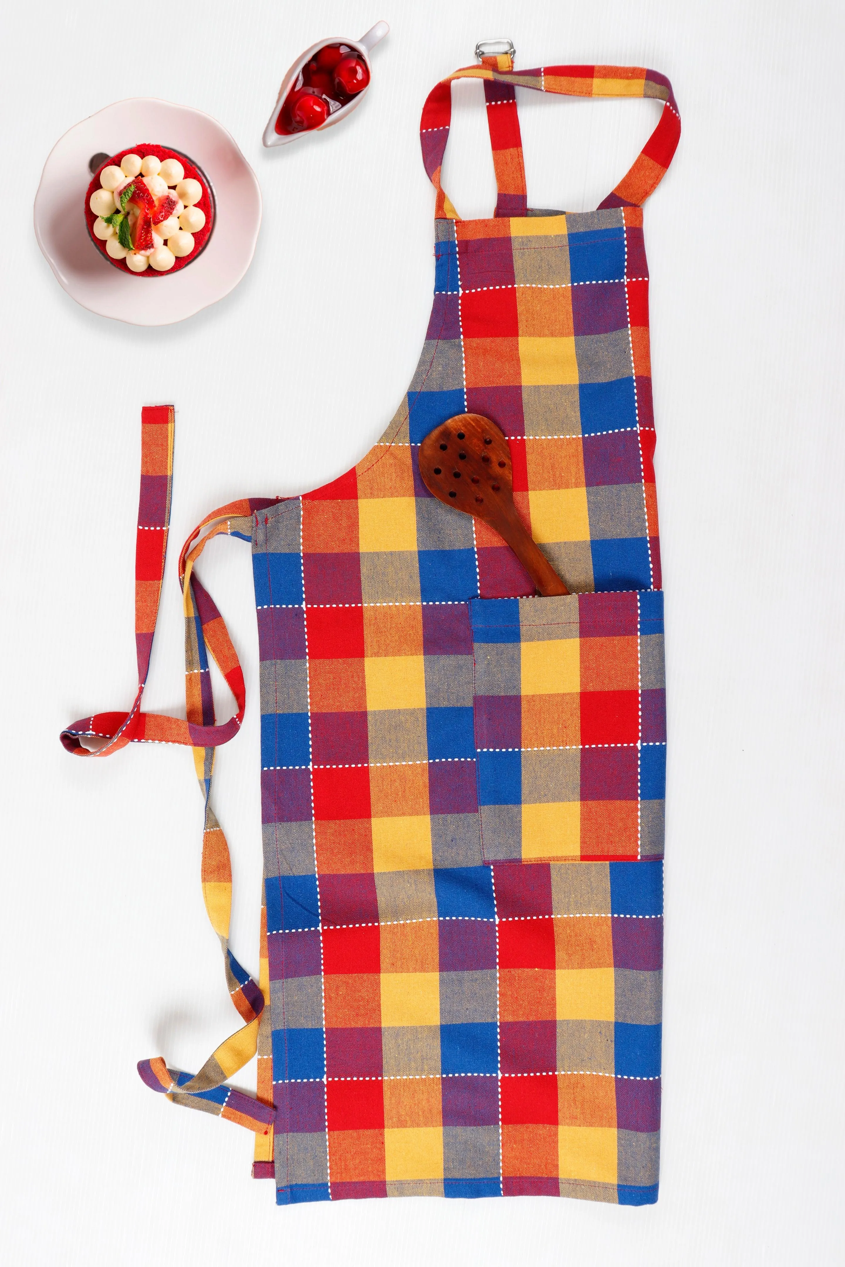 Cotton Adukalam Check Free Size Apron Pack Of 1