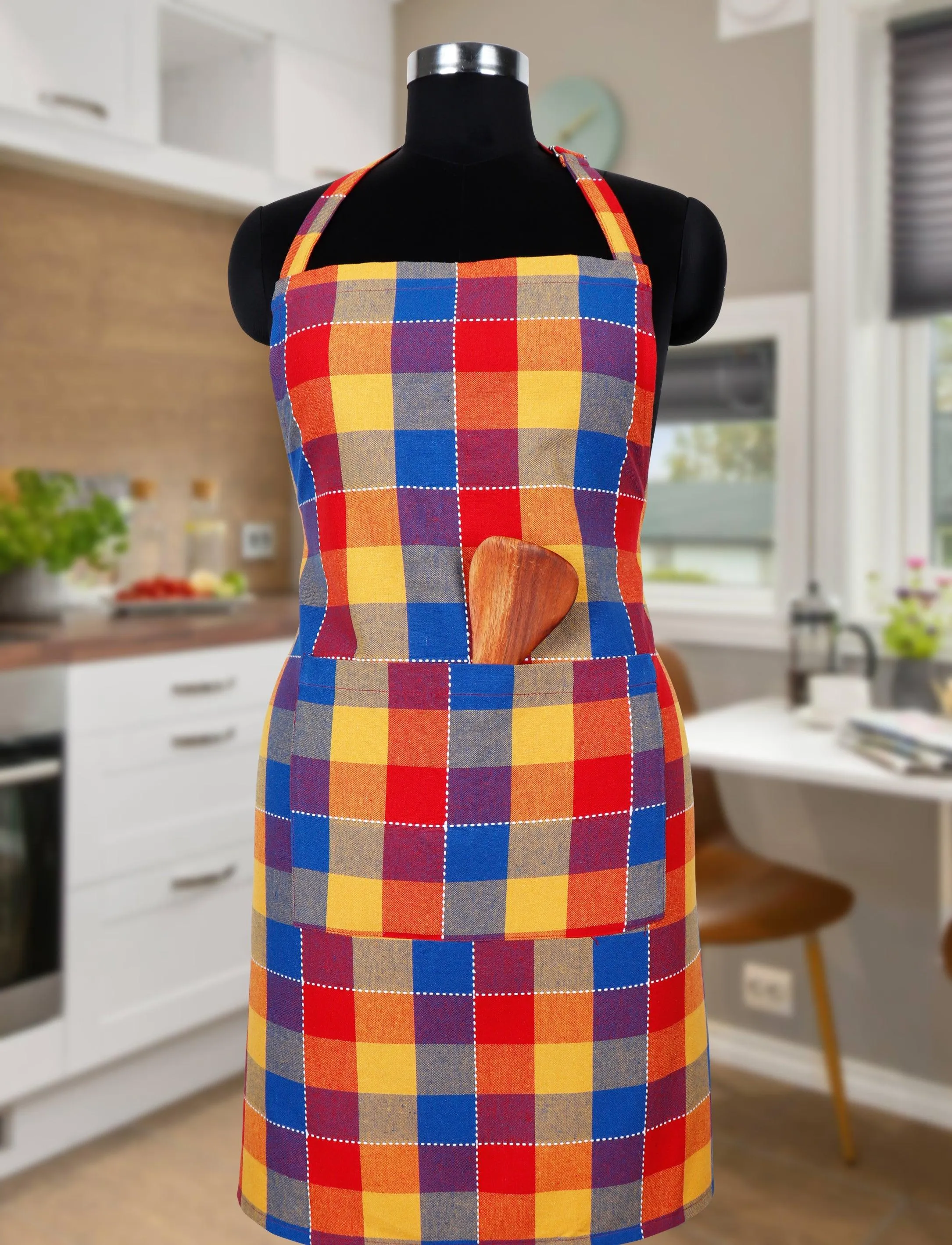 Cotton Adukalam Check Free Size Apron Pack Of 1